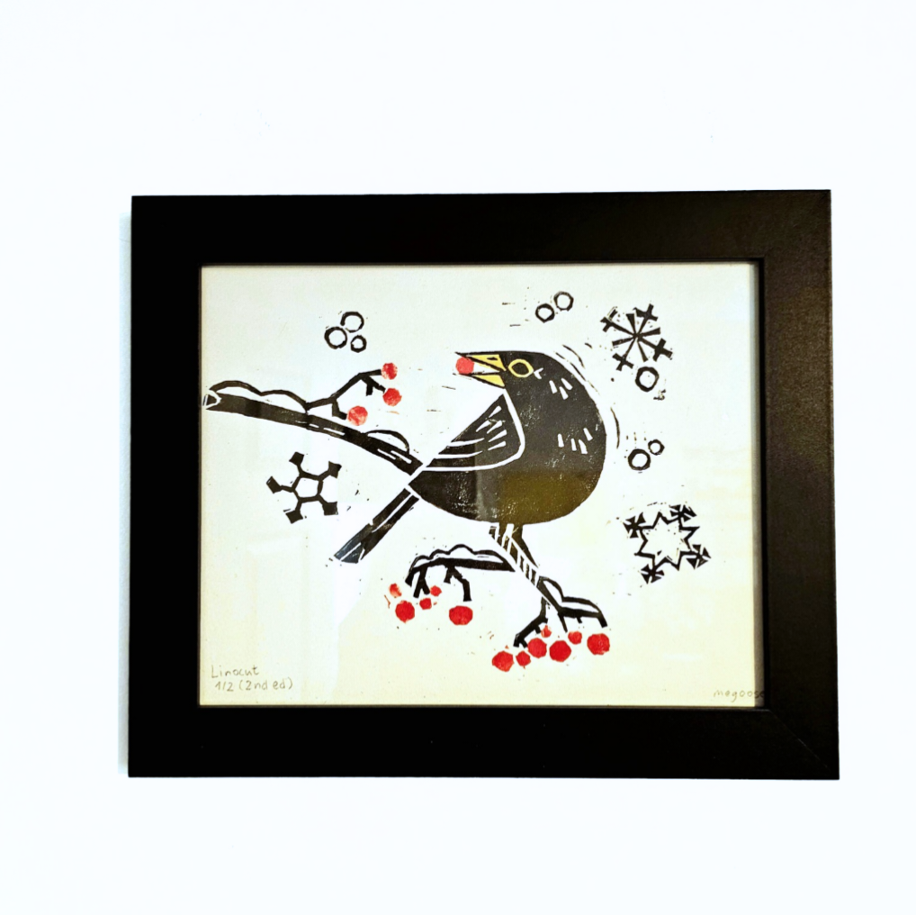 Blackbird Linoprint (Framed)