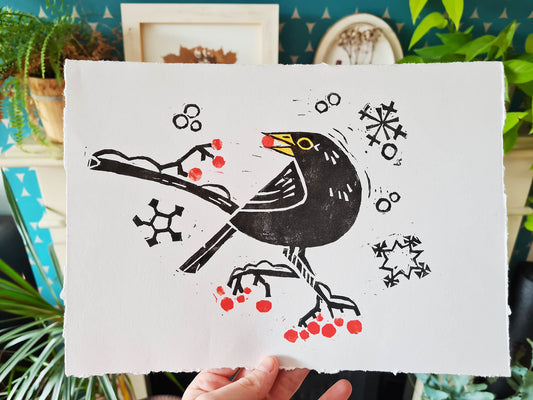 Blackbird Linoprint (Unframed)